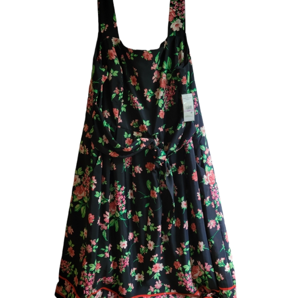 Dress 22W Dark Navy Pink Green Floral NWT Jessica Howard